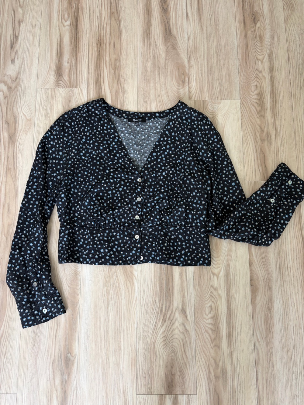 Madewell Black Floral Button-Down Top